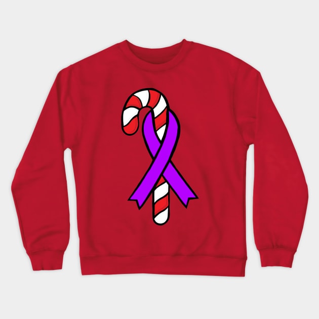 Candy Cane Awareness Ribbon (Purple) Crewneck Sweatshirt by CaitlynConnor